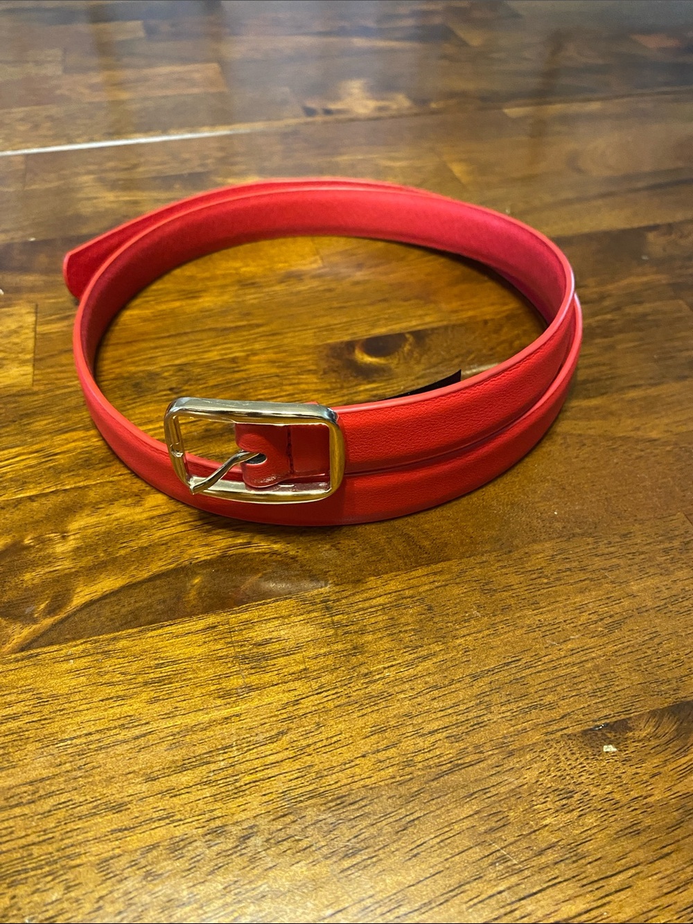Mango Red Belt with Gold-Tone Buckle